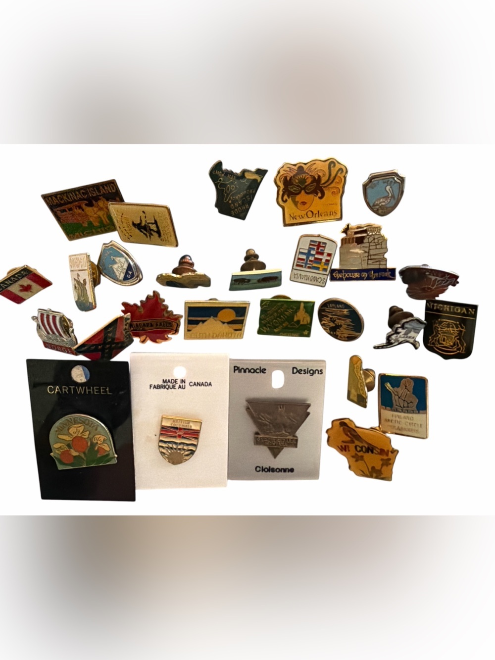 Assorted Vintage Enamel Travel Lapel Pins